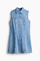 Sleeveless Denim Shirt Dress