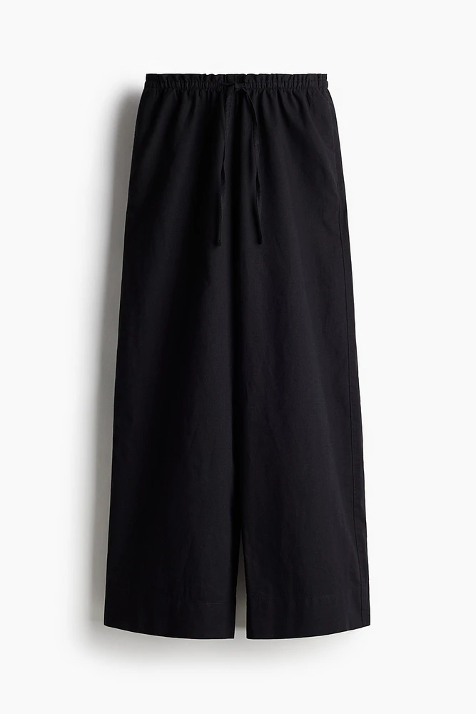 Wide-leg Linen-blend Pants