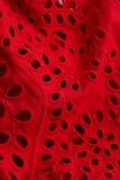 Dress with Eyelet-Embroidered Sleeves