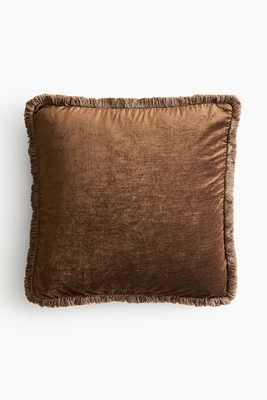 Velvet Cushion Cover with Fringe