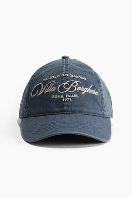 Embroidered-motif Twill Cap