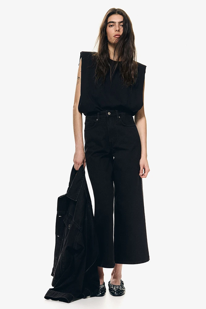 Jean court et ample Taille Haute