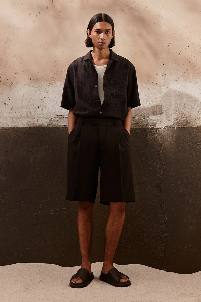 Chemise texturée coupe classique à col cubain