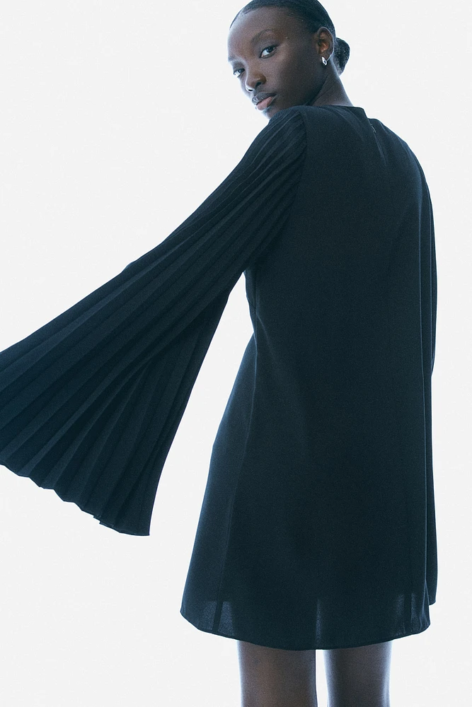 Pleated-Sleeve Dress