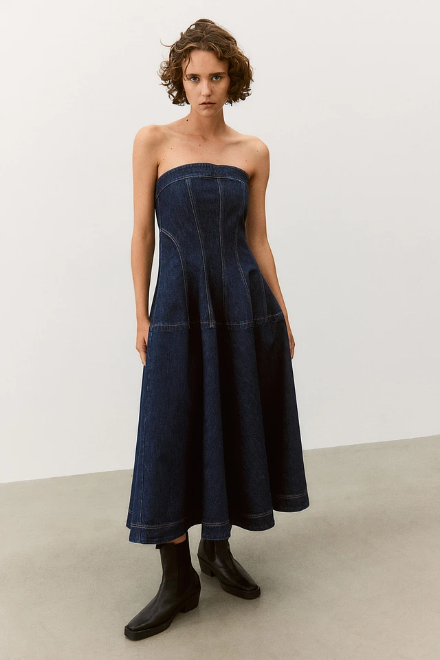 H&M Denim Bandeau Dress | Liberty Center H&M Denim Bandeau Dress | Liberty Center