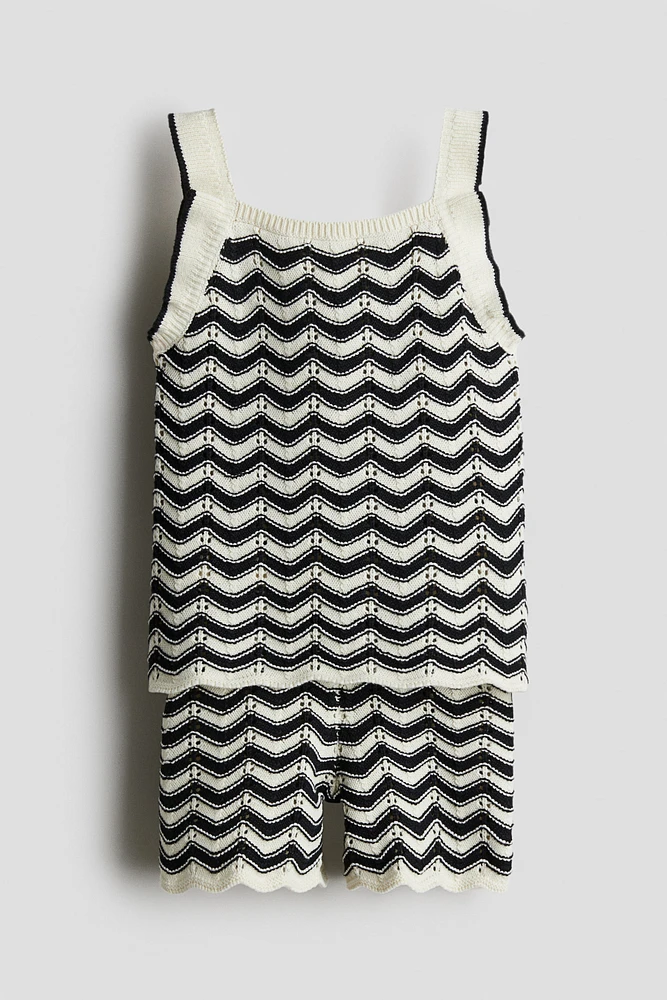 2-Piece Cotton Pointelle-Knit Set