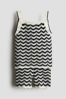 2-Piece Cotton Pointelle-Knit Set
