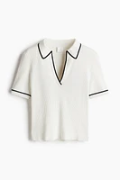 Rib-knit polo shirt