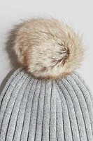 Rib-knit Pompom Hat