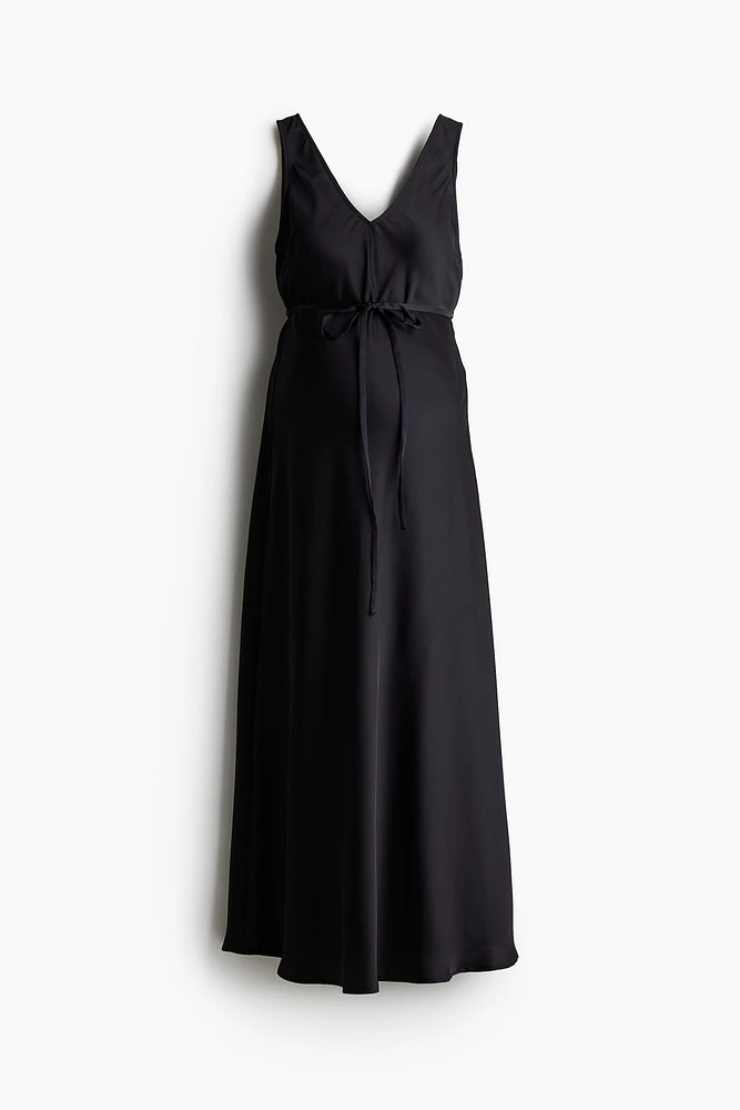 MAMA Tie-belt Satin Dress