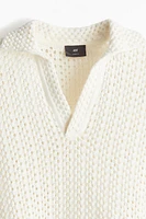 Loose Fit Pointelle-knit Polo Shirt