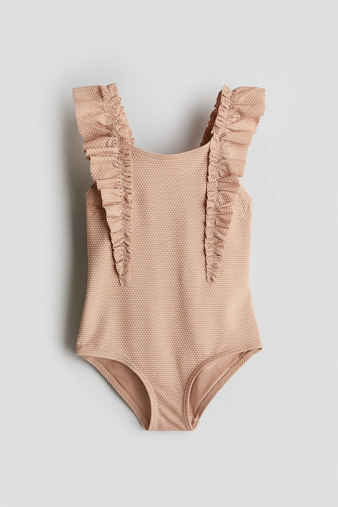 Textured Ruffle-Trimmed Swimsuit