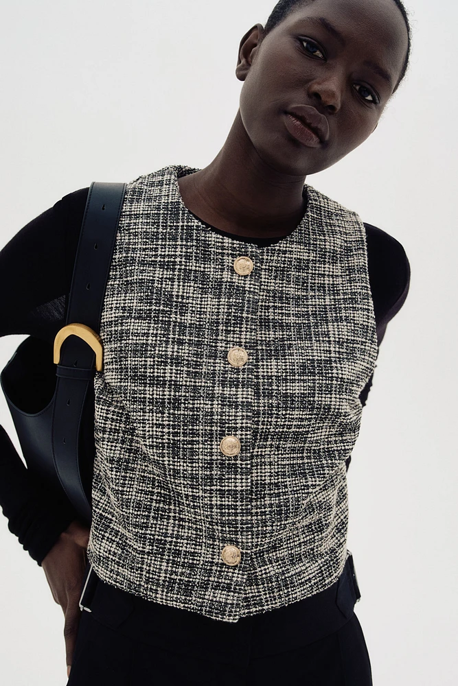 Veste sans manches en jersey bouclette