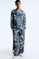 Abstract-Patterned Silk Pajama Pants