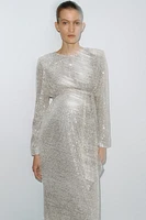 MAMA Sequined Tie-Belt Dress