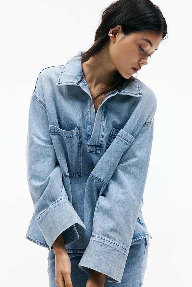 Oversized Pullover Denim Shirt