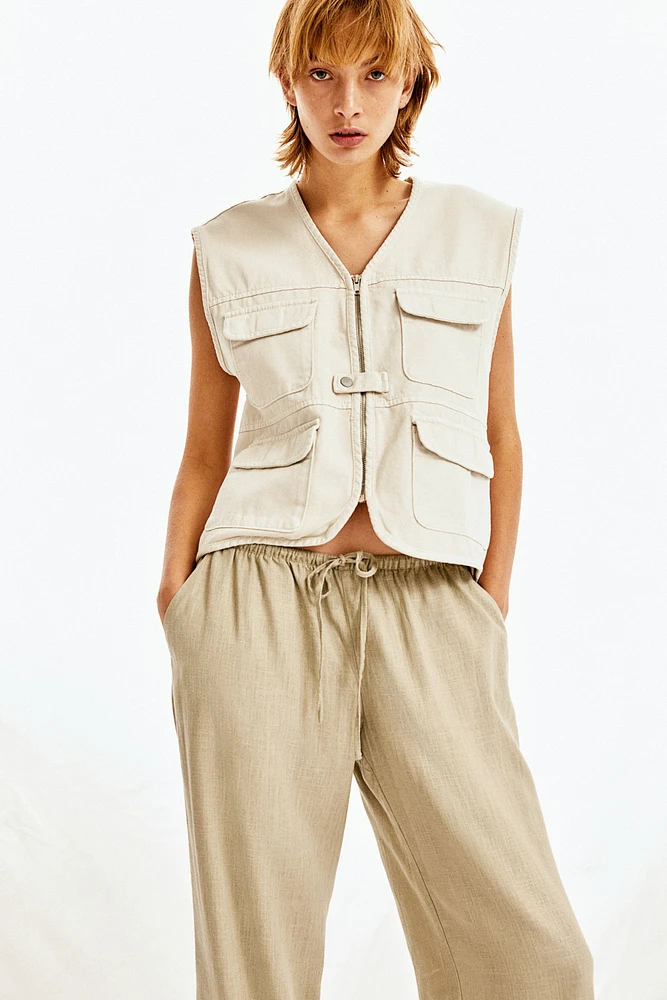 Linen-blend Pull-on Pants