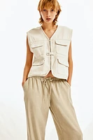 Linen-blend Pull-on Pants