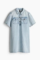 Short-Sleeved Denim Dress