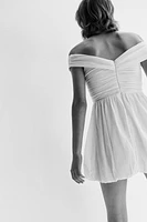 Crinkled Off-the-shoulder Dress