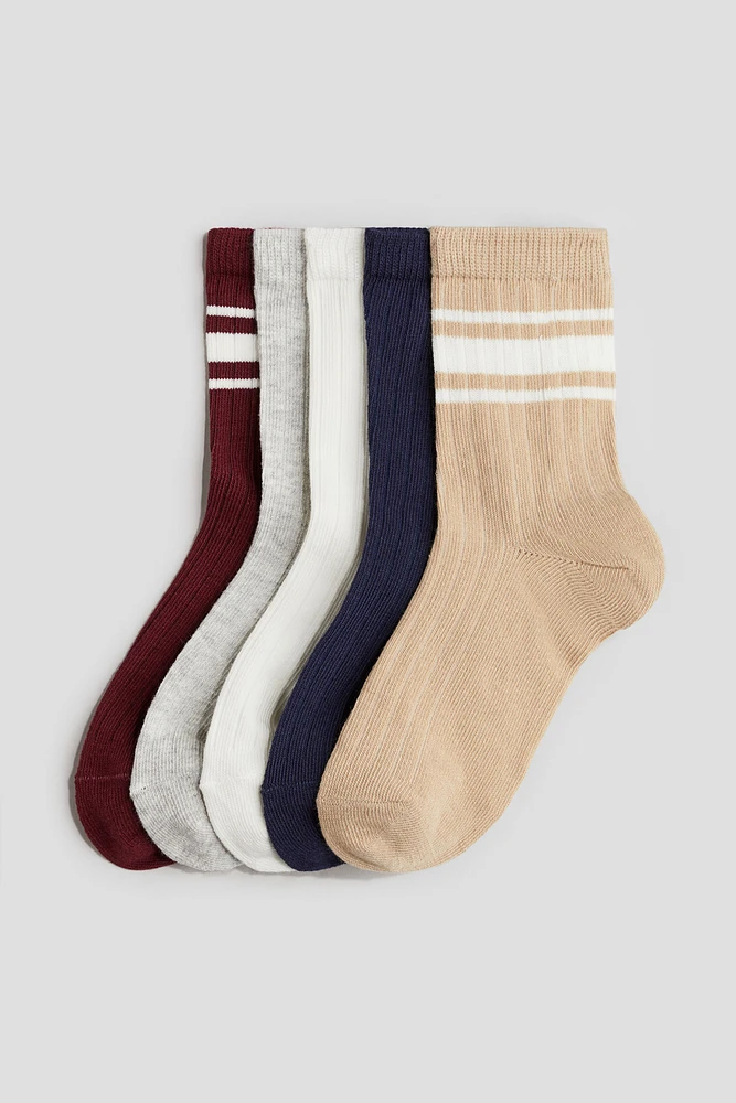 Lot de 5 paires chaussettes côtelées