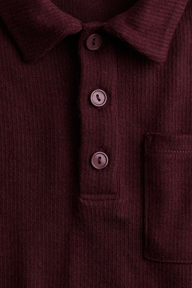 Rib-Knit Polo Shirt