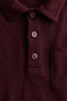 Rib-Knit Polo Shirt