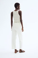 Linen-Blend Drawstring Pants