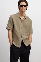 Chemise texturée classique avec col cubain