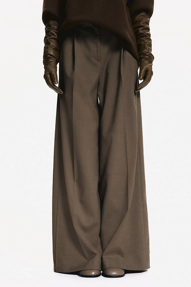 Wide-Leg Twill Pants