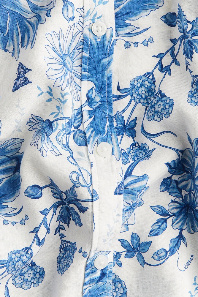 Linen-Blend Blouse
