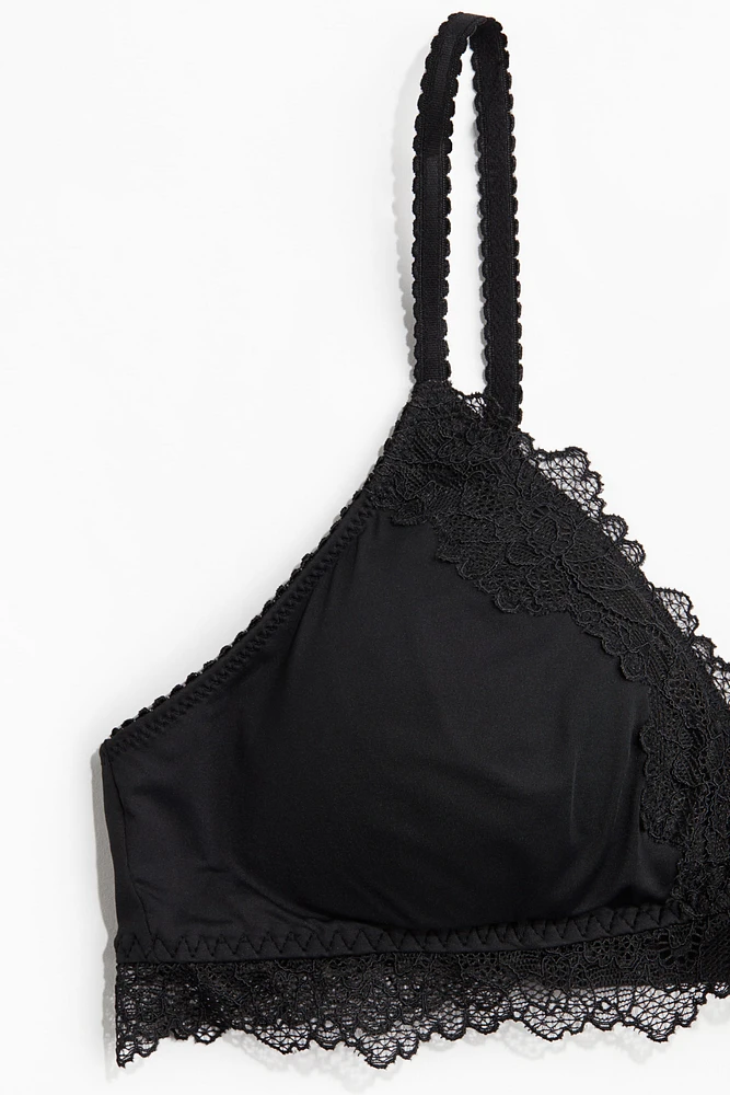 Padded Soft-Cup Microfiber and Lace Bra