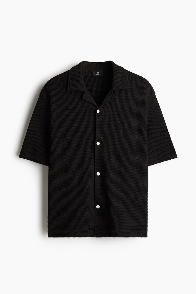 Chemise gaufrée ample à col cubain