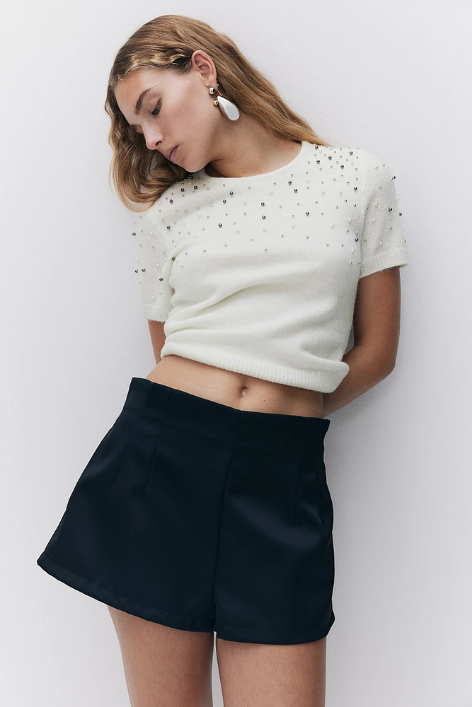 Embellished Fine-Knit Top