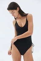 Padded-Cup Drawstring-Detail Swimsuit