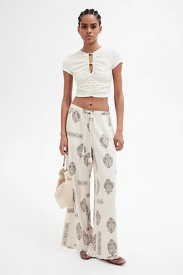 Linen-Blend Drawstring Pants
