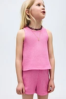 Textured-knit vest top