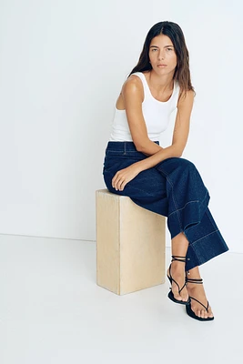 High Rise Wide Leg Cropped Jeans