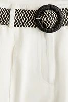 Linen-Blend Pants with Belt