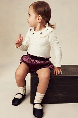 Cotton Bodysuit with Collar