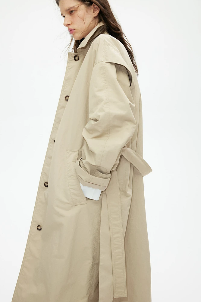 Trench Coat with Slits at Hem