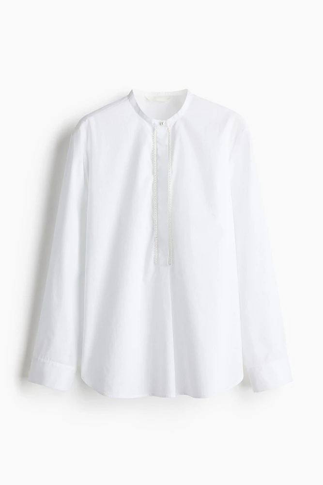 Bead-Embellished Poplin Blouse