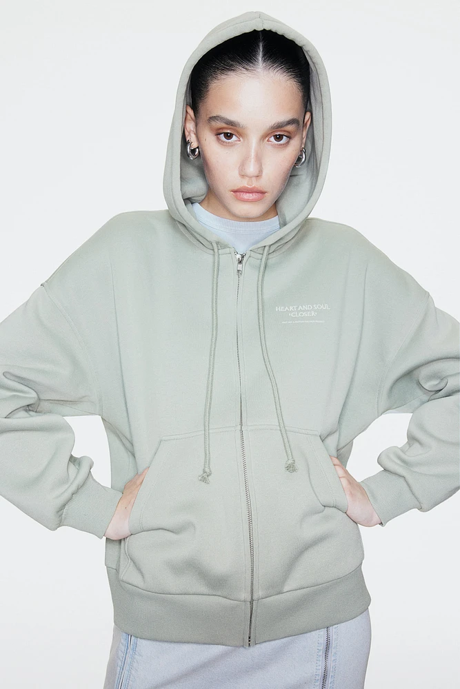 Oversized Hooded Jacket with Motif