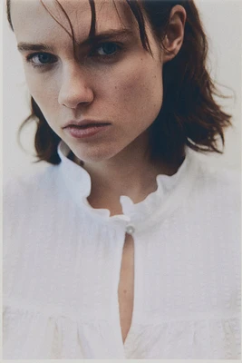 Seersucker Pullover Blouse