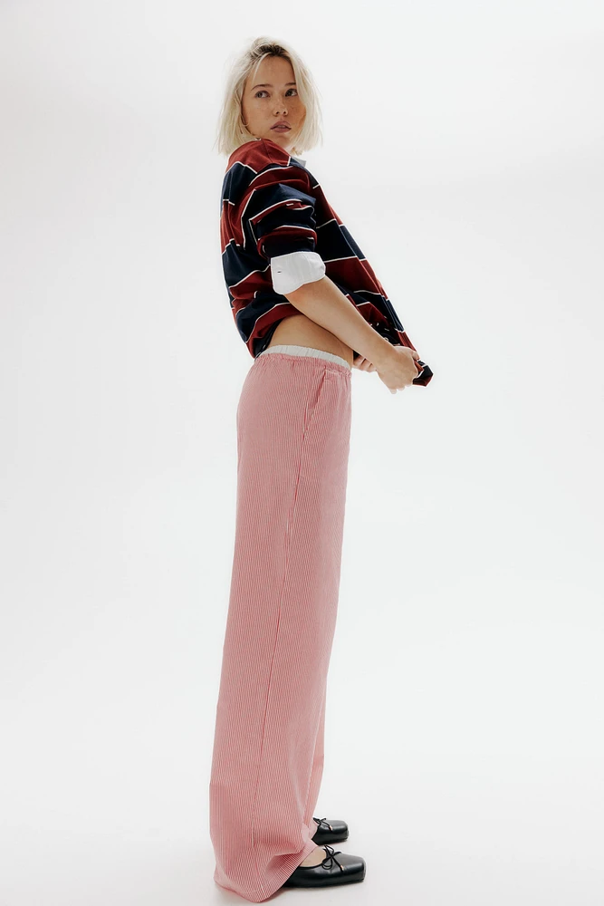 Double-Waistband Poplin Drawstring Pants