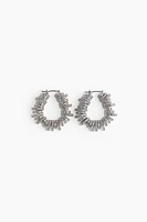 Rhinestone-Ornament Hoop Earrings