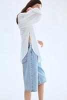 Tie-Detail Linen-Blend Shirt