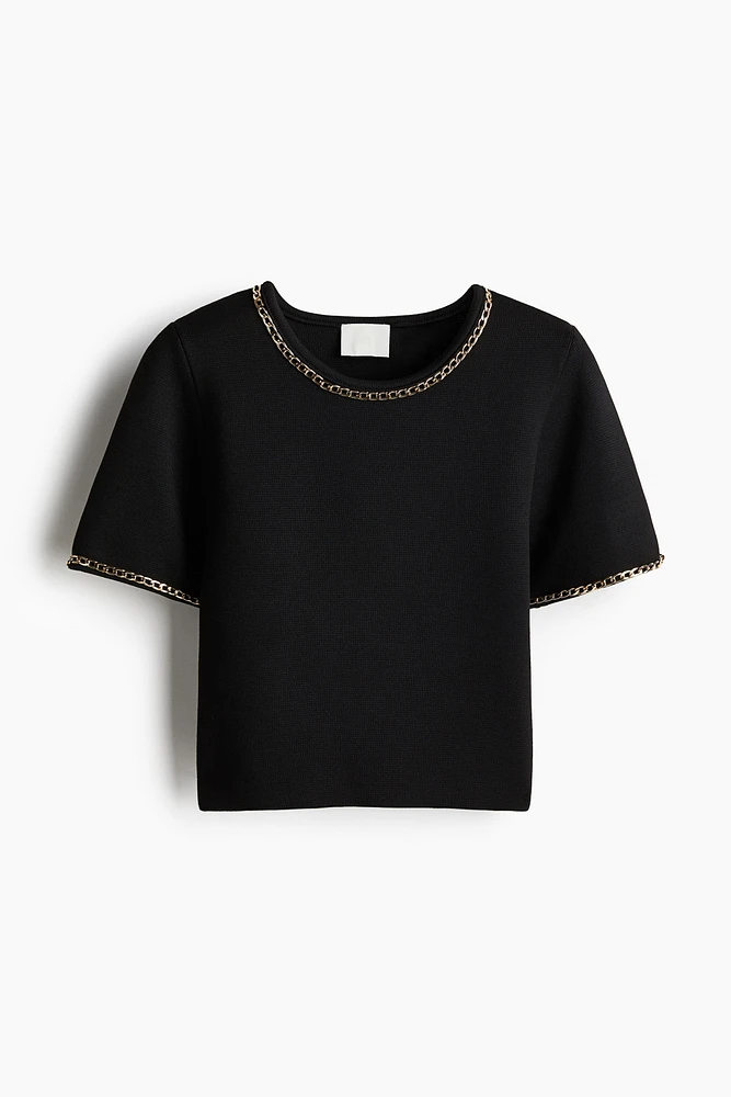 Chain-Detail Knit Top