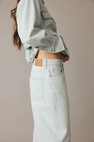 High-Waist Knee-Length Denim Shorts