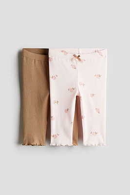 Lot de 2 leggings en coton côtelé